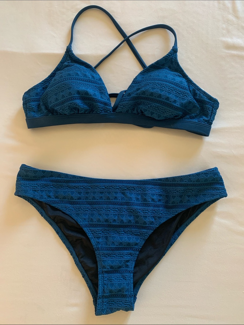Women's blue Patterned Bikini Set